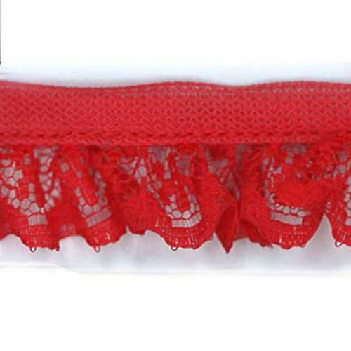 60823 Lace Nylon Frilled 15mm Red