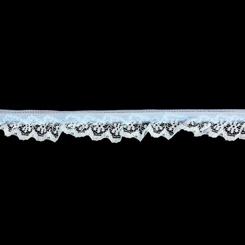60825 Lace Nylon Frilled 15mm Blue Edge