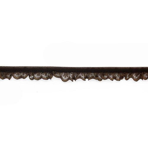 60827 Lace Nylon Frilled 15mm Brown