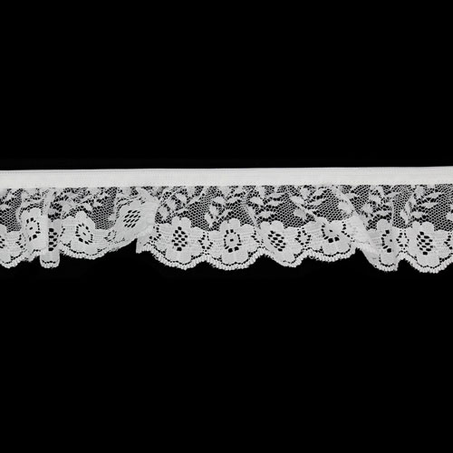 60834 Lace Nylon Frilled 34mm White