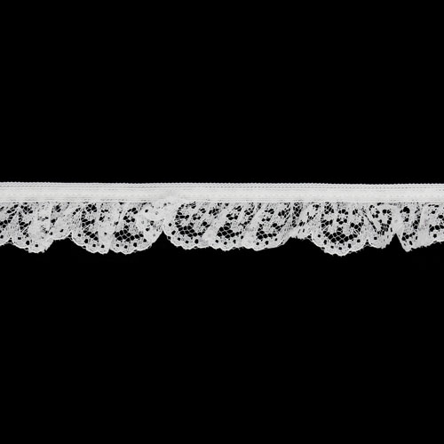 60840 Lace Nylon Frilled 24mm White