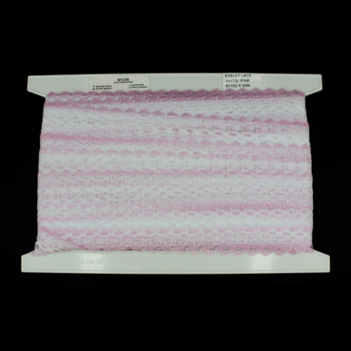 61162 Lace Eyelet 35mm White Pink