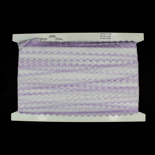61164 Lace Eyelet 35mm White Lilac