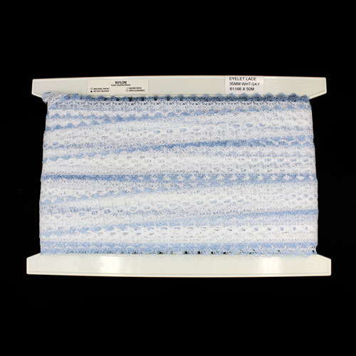 61166 Lace Eyelet 35mm White Sky