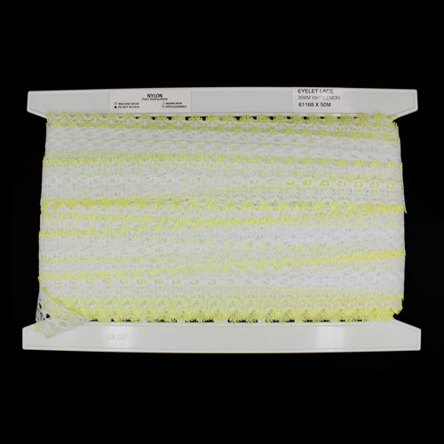 61168 Lace Eyelet 35mm White Lemon