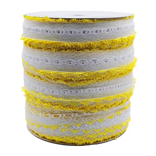 61169 Lace Eyelet 35mm White Lemon