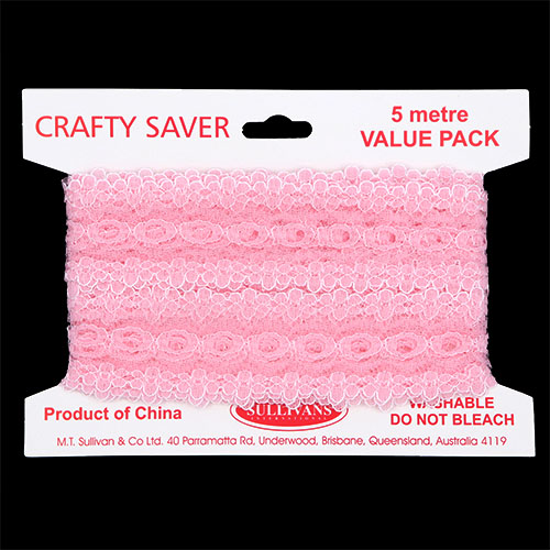 61178 Crafty Saver 35mm Eyelet Lace - 5m - Pink