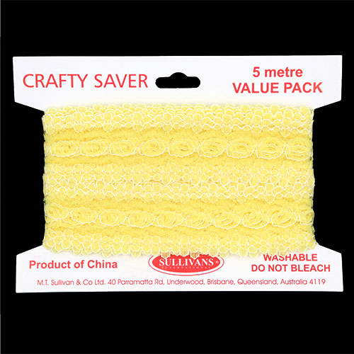 61180 Crafty Saver 35mm Eyelet Lace - 5m - Lemon