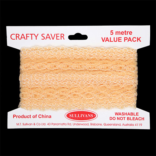 61182 Crafty Saver 35mm Eyelet Lace - 5m - Peach