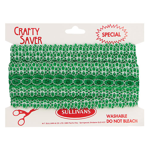 61185 Crafty Saver 35mm Eyelet Lace - 5m - Christmas Green