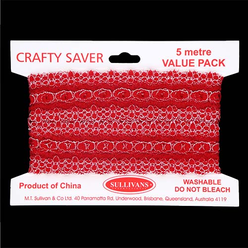 61186 Crafty Saver 35mm Eyelet Lace - 5m - Red