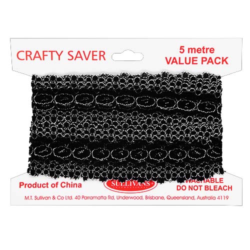 61187 Crafty Saver 35mm Eyelet Lace - 5m - Black