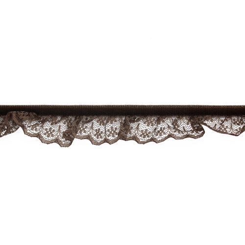 61238 Lace Nylon Frilled 20mm Brown
