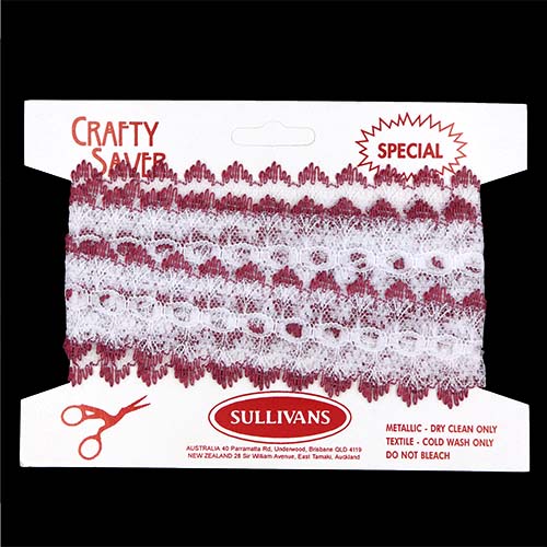 61331 Eyelet Lace 2.3m Burgandy