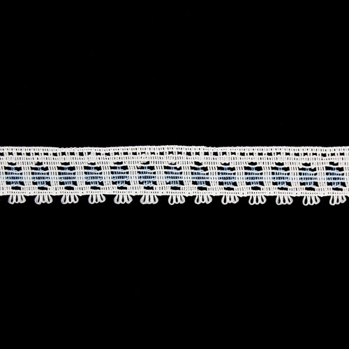 61613 Lace Polyester Nylon 18mm White Blue
