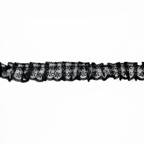 62516 Lace Nylon Frilled 20mm Black