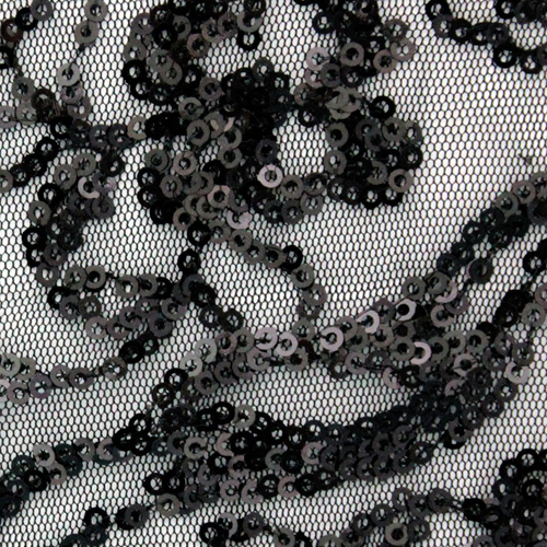 62852 Mesh Sequins 130cm Black