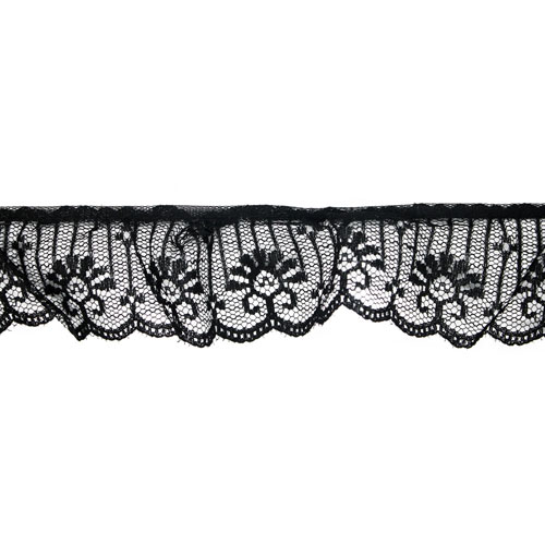 63055 Lace Nylon Frilled 50mm Black