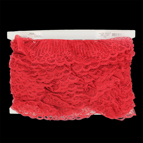 63073 Lace Nylon Frilled 60mm Red