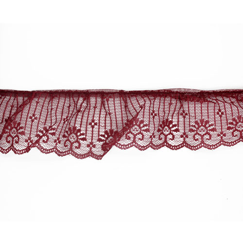 63080 Lace Nylon Frilled 60mm Burgundy