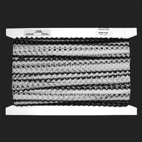 63335 Eyelet Lace Black 50m