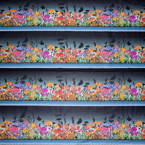 63575 Printed Cotton Fabric 112cm Grey Floral