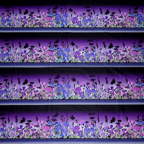 63576 Printed Cotton Fabric 112cm Purple Floral