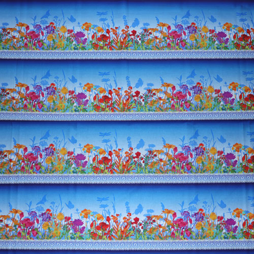 63578 Printed Cotton Fabric 112cm Blue Floral