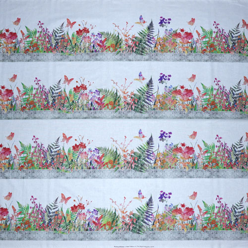 63579 Printed Cotton Fabric 112cm White Fern