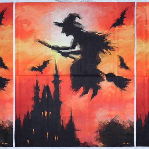 63589 Printed Cotton Fabric 112cm Witch On Broom
