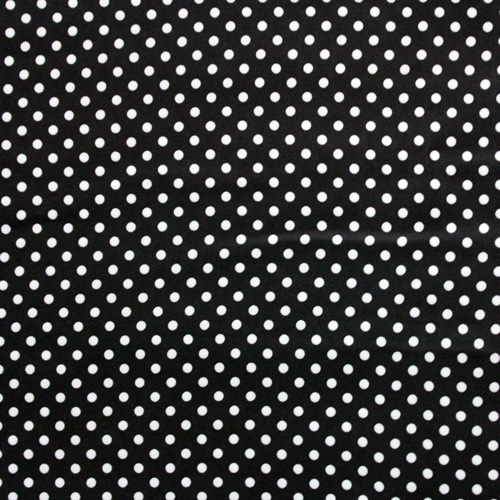 63763 Fab Satin 150cm Black W White Dots