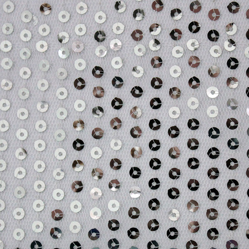 63881 Sequin Mesh 130cm White Silver