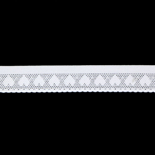 64172 Lace Stretch 22mm White With Hearts