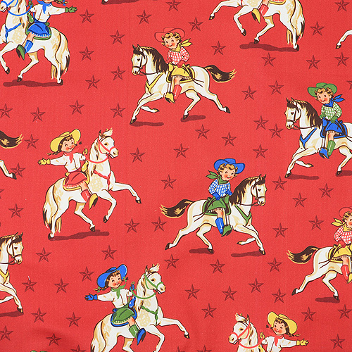 64535 Cotton Fabric 112cm Red Cowgirls