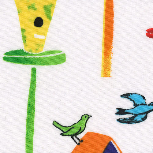 64845 Cotton Fabric 112cm Birdhouse White