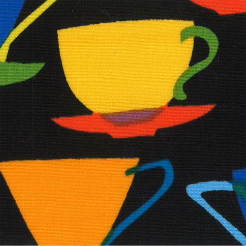 64853 Cotton Fabric 112cm Tea Cup Black