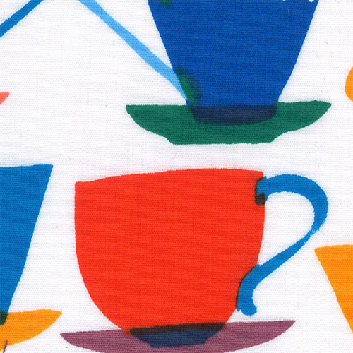 64854 Cotton Fabric 112cm Tea Cup White