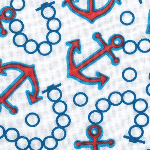 64865 Cotton Fabric 112cm Red Anchors