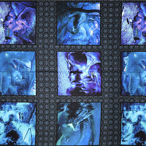 64951 Cotton Fabric 112cm Dragon Squares