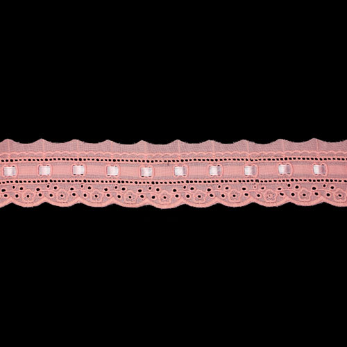 65052 Cambric Lace 45mm Pink White Ribbon