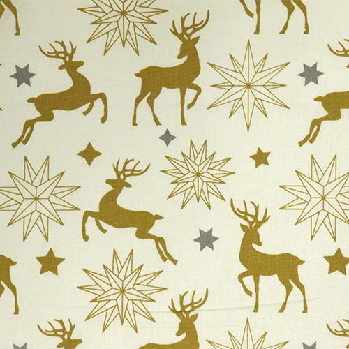 65485 Fab Cotton 112cm Gold Reindeer