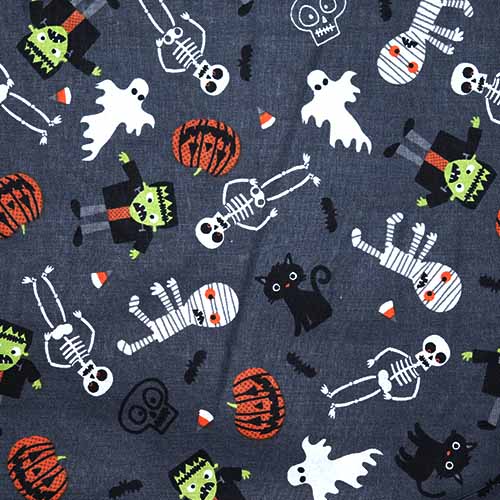 65501 Fab Cotton 112cm Skeleton Halloween