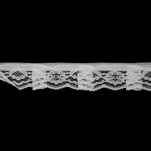 66033 Lace Nylon Frilled 30mm White
