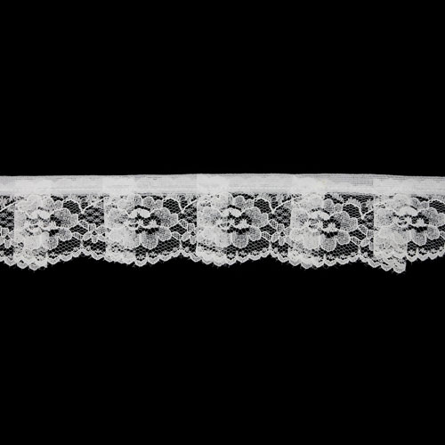 66035 Lace Nylon Frilled 40mm White
