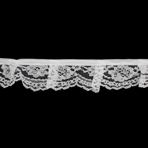 66036 Lace Nylon Frilled 50mm White