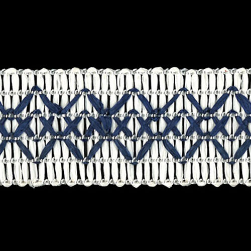 74025 Braid Raffia 25mm White Navy