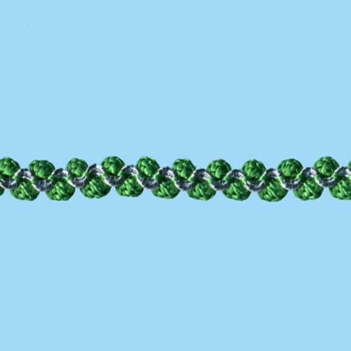 74032 Braid Gimp Fancy Emerald Silver