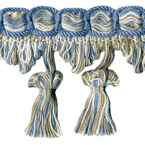 74753 Braid Tassel 80mm Blue Cream Beige