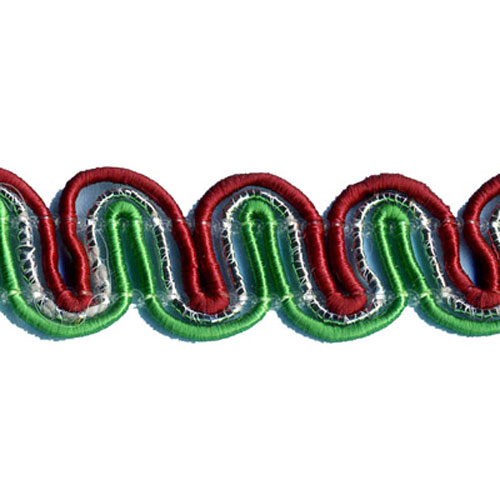 75131 Braid 10mm Burgundy Silver Lurex Green