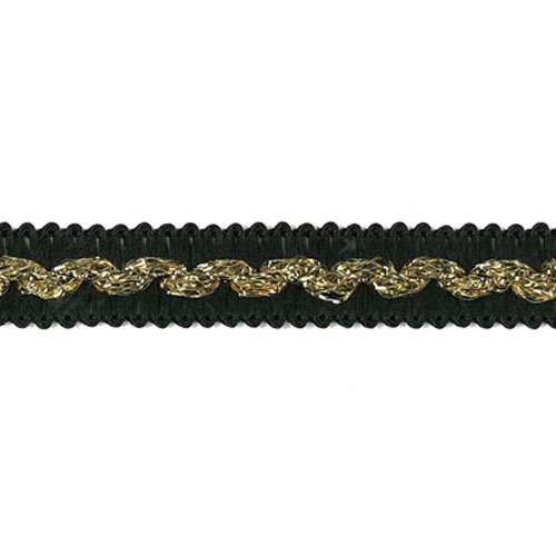 76383 Braid 12mm Black Gold Lurex